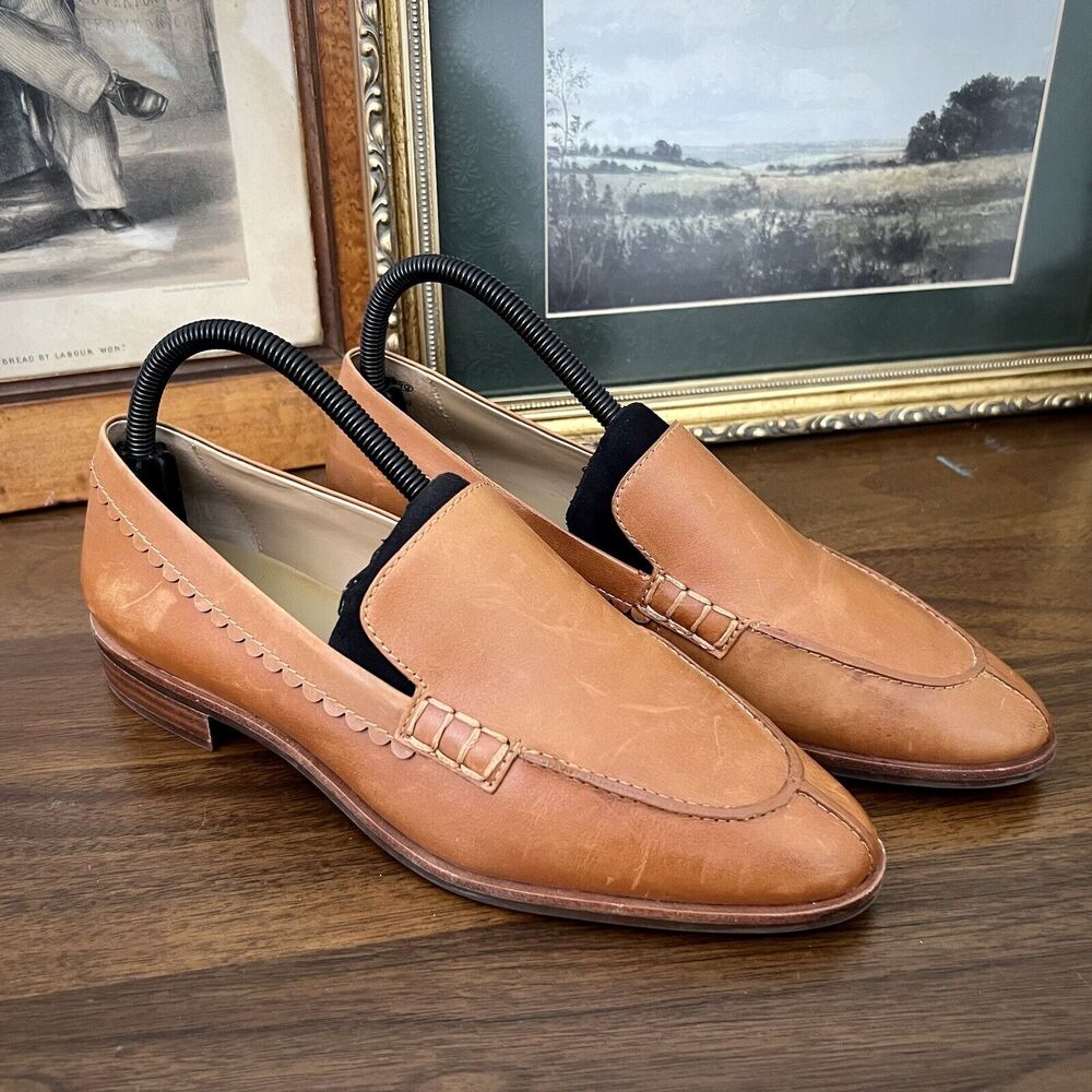 Elegant Tan Leather Loafers for Women